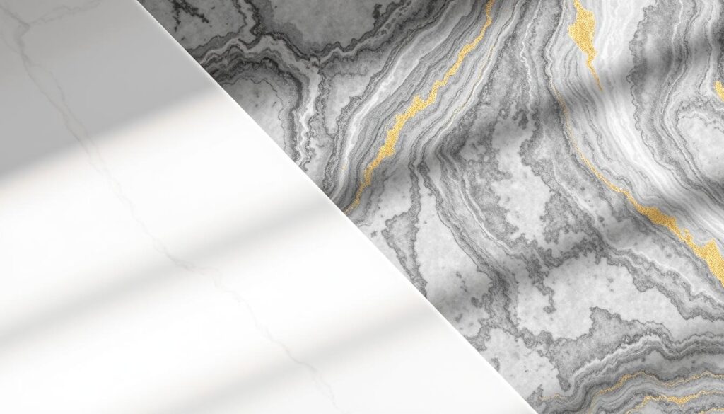 quartz and marble countertop materials
