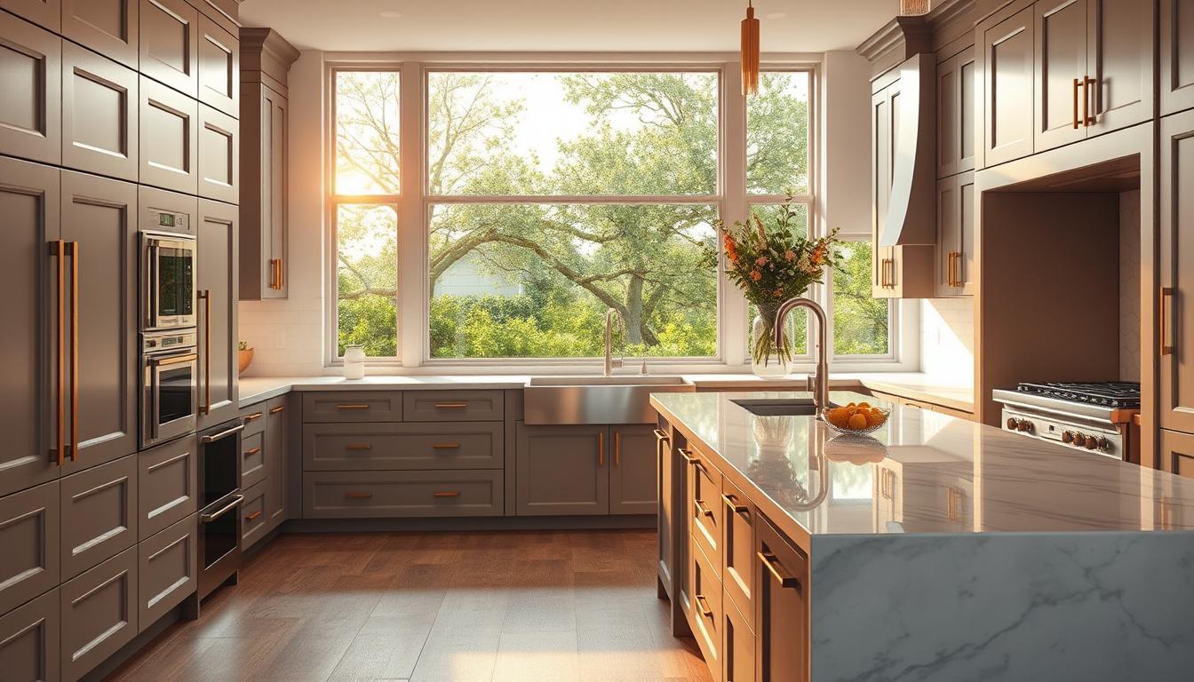 a kitchen cabinets